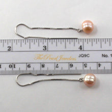 Load image into Gallery viewer, 9101012-Sterling-Silver-925-Box-Chain-Pink-Freshwater-Pearl-Threader-Earrings