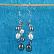 Load image into Gallery viewer, 9101021-Sterling-Silver-Chain-Handcrafted-Max-Size-Black-Pearl-Hook-Earrings