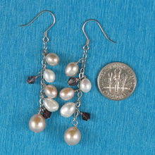Load image into Gallery viewer, 9101022-Sterling-Silver-Chain-Handcrafted-Max-Size-Pink-Pearl-Hook-Earrings