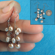 Load image into Gallery viewer, 9101022-Sterling-Silver-Chain-Handcrafted-Max-Size-Pink-Pearl-Hook-Earrings