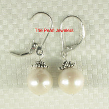 Load image into Gallery viewer, 9101030-Solid-Silver-.925-Leverback-Bali-Beads-White-Nucleus-Pearl-Hook-Earrings