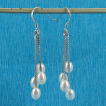 Load image into Gallery viewer, 9101040-Sterling-Silver-Box-Chain-Hook-White-Cultured-Pearl-Dangle-Earrings