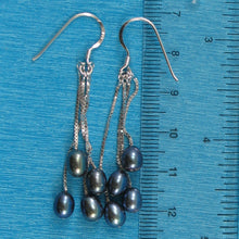 Load image into Gallery viewer, 9101041-Sterling-Silver-Box-Chain-Hook-Black-Cultured-Pearl-Dangle-Earrings