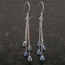 Load image into Gallery viewer, 9101041-Sterling-Silver-Box-Chain-Hook-Black-Cultured-Pearl-Dangle-Earrings