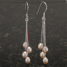 Load image into Gallery viewer, 9101042-Sterling-Silver-Box-Chain-Hook-Pink-Cultured-Pearl-Dangle-Earrings