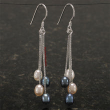 Load image into Gallery viewer, 9101043-Sterling-Silver-Box-Chain-Hook-Multicolor-Cultured-Pearl-Dangle-Earrings