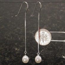 Load image into Gallery viewer, 9101050-Solid-Silver-925-Box-Chain-Hook-White-F/W-Pearl-Dangle-Earrings