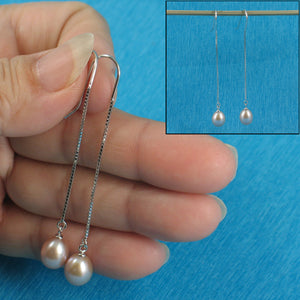 9101052-Solid-Silver-925-Box-Chain-Hook-Pink-F/W-Pearl-Dangle-Earrings