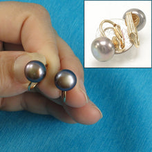 Load image into Gallery viewer, 9101121-14k-Gold-Filled-Non-Pierced-Clip-On-10-11mm-Black-Pearls-Earrings