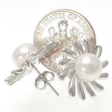 Load image into Gallery viewer, 9101150-Solid-Sterling-Silver-.925-Sun-Shaped-White-Cultured-Pearl-Earrings