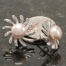 Load image into Gallery viewer, 9101152-Solid-Sterling-Silver-.925-Sun-Shaped-Pink-Cultured-Pearl-Earrings