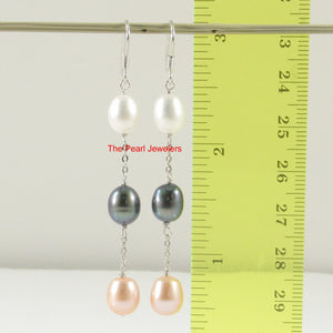 9101224-Sterling-Silver-Multicolor-Pearl-Handcrafted-Dangle-Hook-Earrings