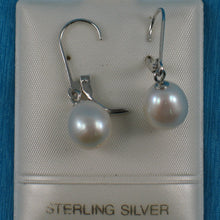 Load image into Gallery viewer, 9101240-Solid-Sterling-Silver-Leverback-White-F/W-Cultured-Pearl-Dangle-Earrings