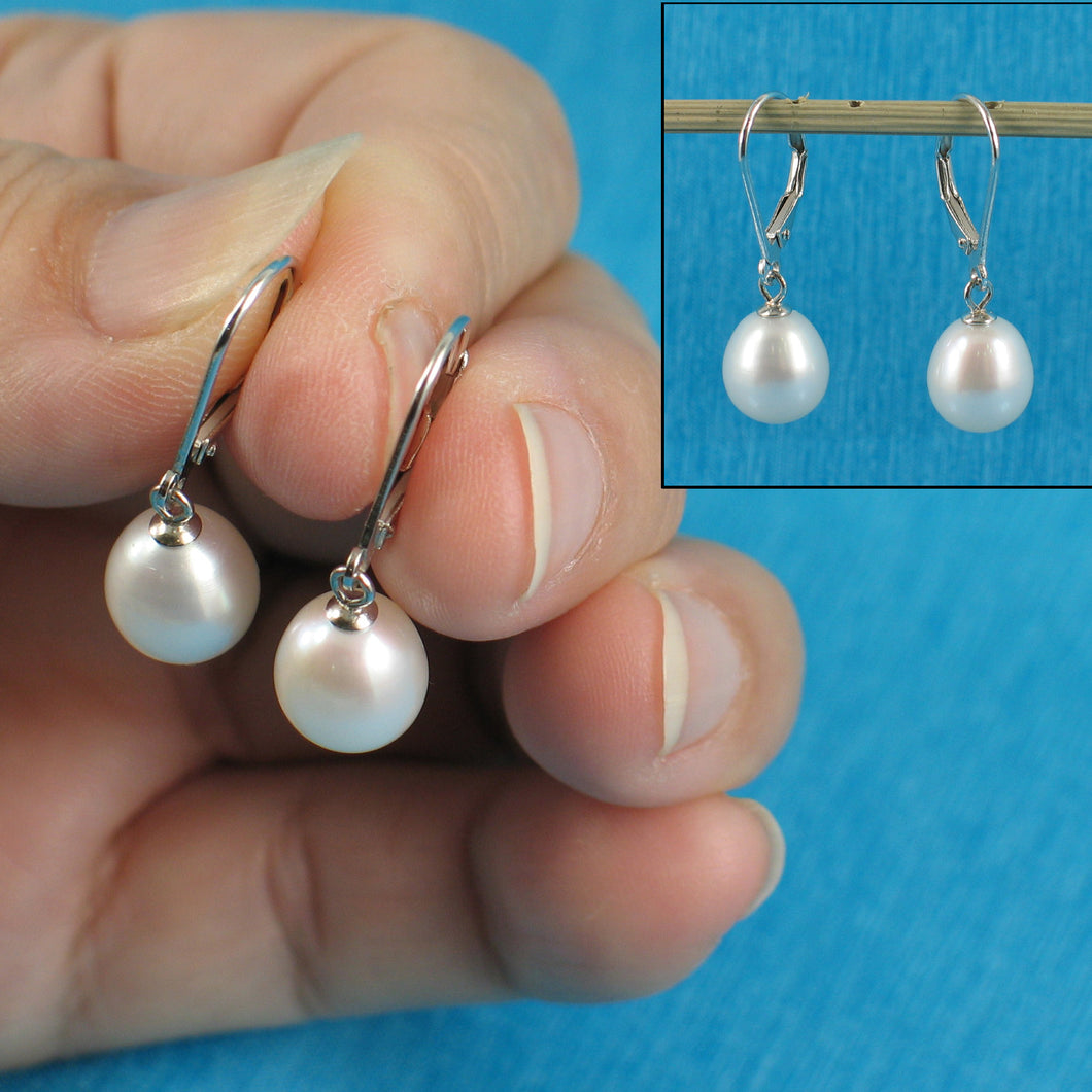 9101240-Solid-Sterling-Silver-Leverback-White-F/W-Cultured-Pearl-Dangle-Earrings