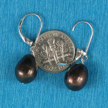 Load image into Gallery viewer, 9101241-Solid-Sterling-Silver-Leverback-Black-F/W-Cultured-Pearl-Dangle-Earrings