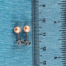 Load image into Gallery viewer, 9105042-Sterling-Silver-.925-AAA-4.5-5mm-Peach-Cultured-Pearl-Stud-Earrings