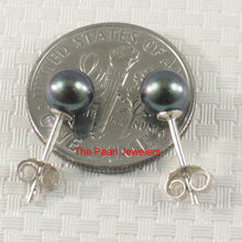 Load image into Gallery viewer, 9105051-Sterling-Silver-.925-AAA-5-5.5mm-Black-Cultured-Pearl-Stud-Earrings
