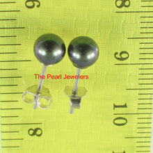 Load image into Gallery viewer, 9105051-Sterling-Silver-.925-AAA-5-5.5mm-Black-Cultured-Pearl-Stud-Earrings