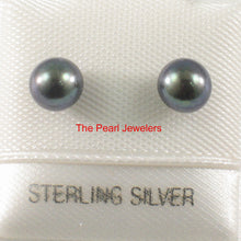 Load image into Gallery viewer, 9105051-Sterling-Silver-.925-AAA-5-5.5mm-Black-Cultured-Pearl-Stud-Earrings