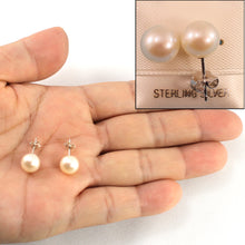 Load image into Gallery viewer, 9105090-Sterling-Silver-.925-AAA-8-8.5mm-White-Cultured-Pearl-Stud-Earrings