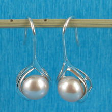 Load image into Gallery viewer, 9109842-Solid-Silver-925-Wave-Genuine-Pink-Pearls-Hook-Earrings