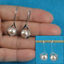 Load image into Gallery viewer, 9109842-Solid-Silver-925-Wave-Genuine-Pink-Pearls-Hook-Earrings