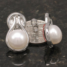Load image into Gallery viewer, 9109870-Solid-Sterling-Silver-Love-Knot-White-Cultured-Pearls-Stud-Earrings