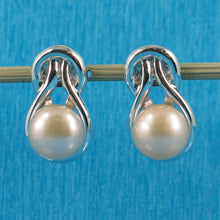 Load image into Gallery viewer, 9109872-Solid-Sterling-Silver-Love-Knot-Pink-Cultured-Pearls-Stud-Earrings