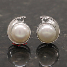 Load image into Gallery viewer, 9109890-Sterling-Silver-Rhodium-Plated-White-Genuine-Cultured-Pearl-Stud-Earrings