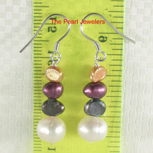 Load image into Gallery viewer, 9109910-Sterling-Silver-Handcrafted-Mix-Size-Color-Pearl-Hook-Earrings