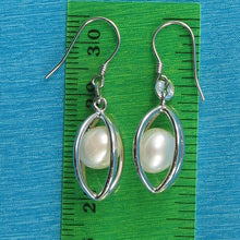 Load image into Gallery viewer, 9109940-Sterling-Silver-Lucky-Lantern-Genuine-White-Cultured-Pearl-Hook-Earrings