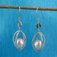 Load image into Gallery viewer, 9109942-Sterling-Silver-Lucky-Lantern-Genuine-Pink-Cultured-Pearl-Hook-Earrings