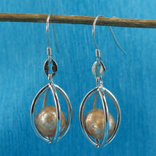 Load image into Gallery viewer, 9109944-Sterling-Silver-Lucky-Lantern-Champagne-F/W-Pearl-Hook-Earrings