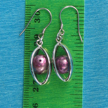 Load image into Gallery viewer, 9109945-Sterling-Silver-Lucky-Lantern-Purple-F/W-Pearl-Hook-Earrings
