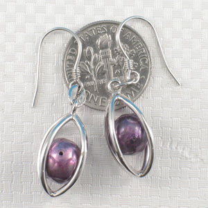 9109945-Sterling-Silver-Lucky-Lantern-Purple-F/W-Pearl-Hook-Earrings