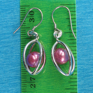 9109948-Sterling-Silver-Lucky-Lantern-Rose-Pink-F/W-Pearl-Hook-Earrings