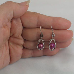 9109948-Sterling-Silver-Lucky-Lantern-Rose-Pink-F/W-Pearl-Hook-Earrings