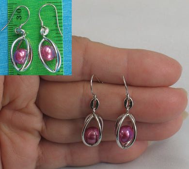 9109948-Sterling-Silver-Lucky-Lantern-Rose-Pink-F/W-Pearl-Hook-Earrings