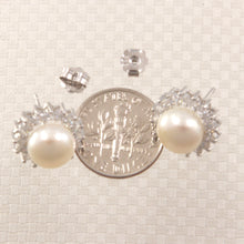 Load image into Gallery viewer, 9109950-Genuine-White-Cultured-Pearl-Solid-Sterling-Silver-Stud-Earrings