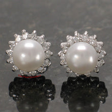 Load image into Gallery viewer, 9109990-Genuine-White-Cultured-Pearl-Solid-Sterling-Silver-Tradition-Stud-Earrings
