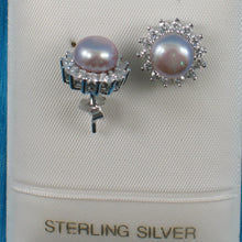 Load image into Gallery viewer, 9109994-Genuine-Lavender-Pearl-Solid-Sterling-Silver-Tradition-Stud-Earrings