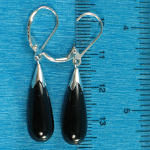 Load image into Gallery viewer, 9110011-Solid-Sterling-Silver-925-Black-Onyx-Dangle-Leverback-Earrings