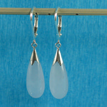 Load image into Gallery viewer, 9110016-Solid-Sterling-Silver-925-Raindrop-Gray-Jade-Dangle-Leverback-Earrings