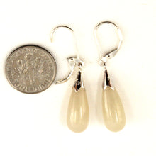 Load image into Gallery viewer, 9110017-Solid-Sterling-Silver-925-Raindrop-Honey-Jade-Dangle-Leverback-Earrings