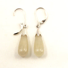 Load image into Gallery viewer, 9110017-Solid-Sterling-Silver-925-Raindrop-Honey-Jade-Dangle-Leverback-Earrings