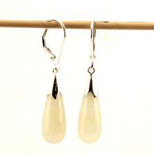 Load image into Gallery viewer, 9110017-Solid-Sterling-Silver-925-Raindrop-Honey-Jade-Dangle-Leverback-Earrings