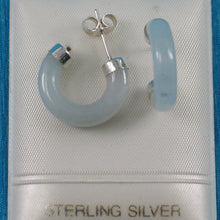 Load image into Gallery viewer, 9110036-Solid-Sterling-Silver-.925-Celadon-Green-C-Hoop-Stud-Earrings
