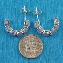 Load image into Gallery viewer, 9110052-Sterling-Silver-12pcs-of-Oval-Cabochon-Lavender-Jade-C-Hoop-Earrings