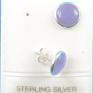 9110082-Solid-Sterling-Silver-925-Dome-Tablet-Lavender-Jade-Stud-Earrings