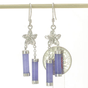 9110122-Sterling-Silver-.925-Hawaiian-Jewelry-Plumeria-Tubes-Lavender-Jade-Earrings